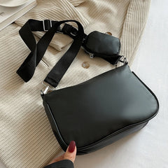 Embroidered Chain Messenger Bag with Purse for Weekend Vacation