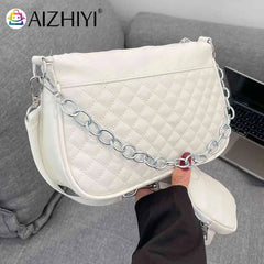 Embroidered Chain Shoulder Bag with Small Purse