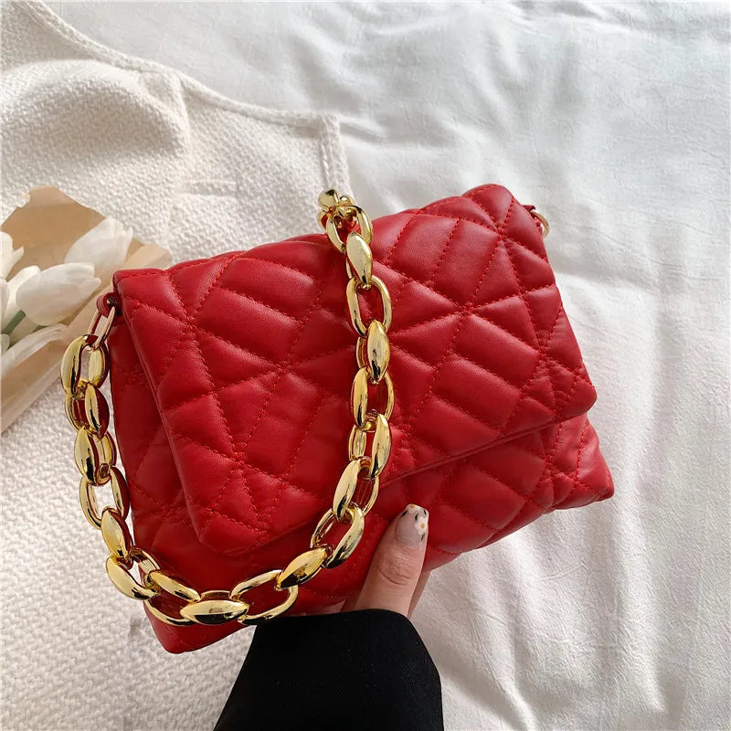 Rhombus Chain Small Women's Shoulder Bag Western Style Messenger Bag