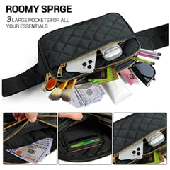 Rhombus Pattern Fanny Pack Multi-Pockets Messenger Bag