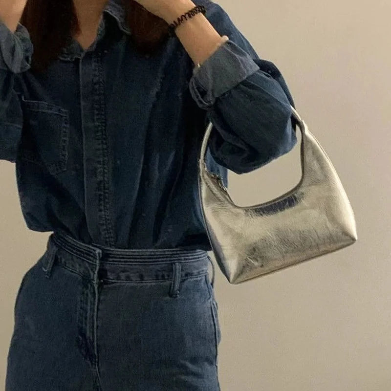 Richme Y2k Silver Ladies Shoulder Bag Casual Sac A Main Femme