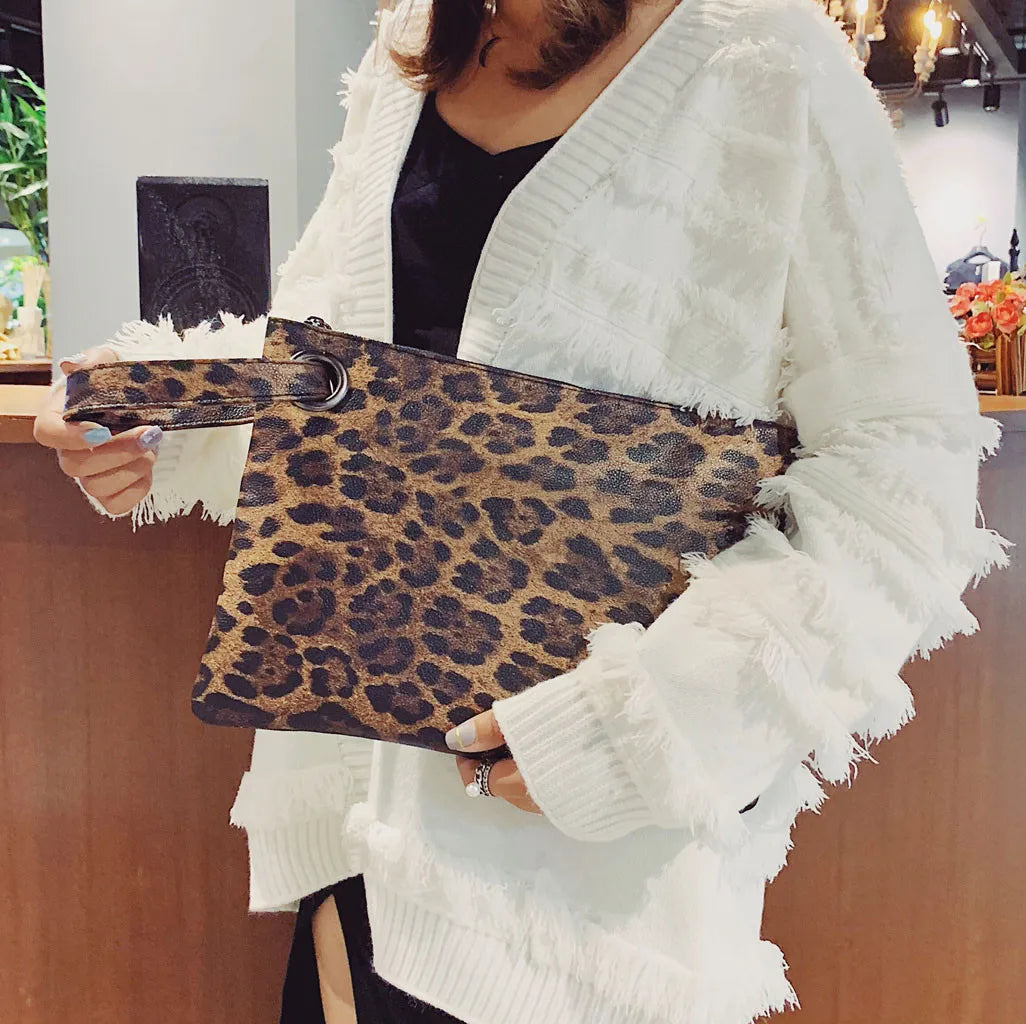 Leopard Crossbody Bag with Carbon Fiber Wallet