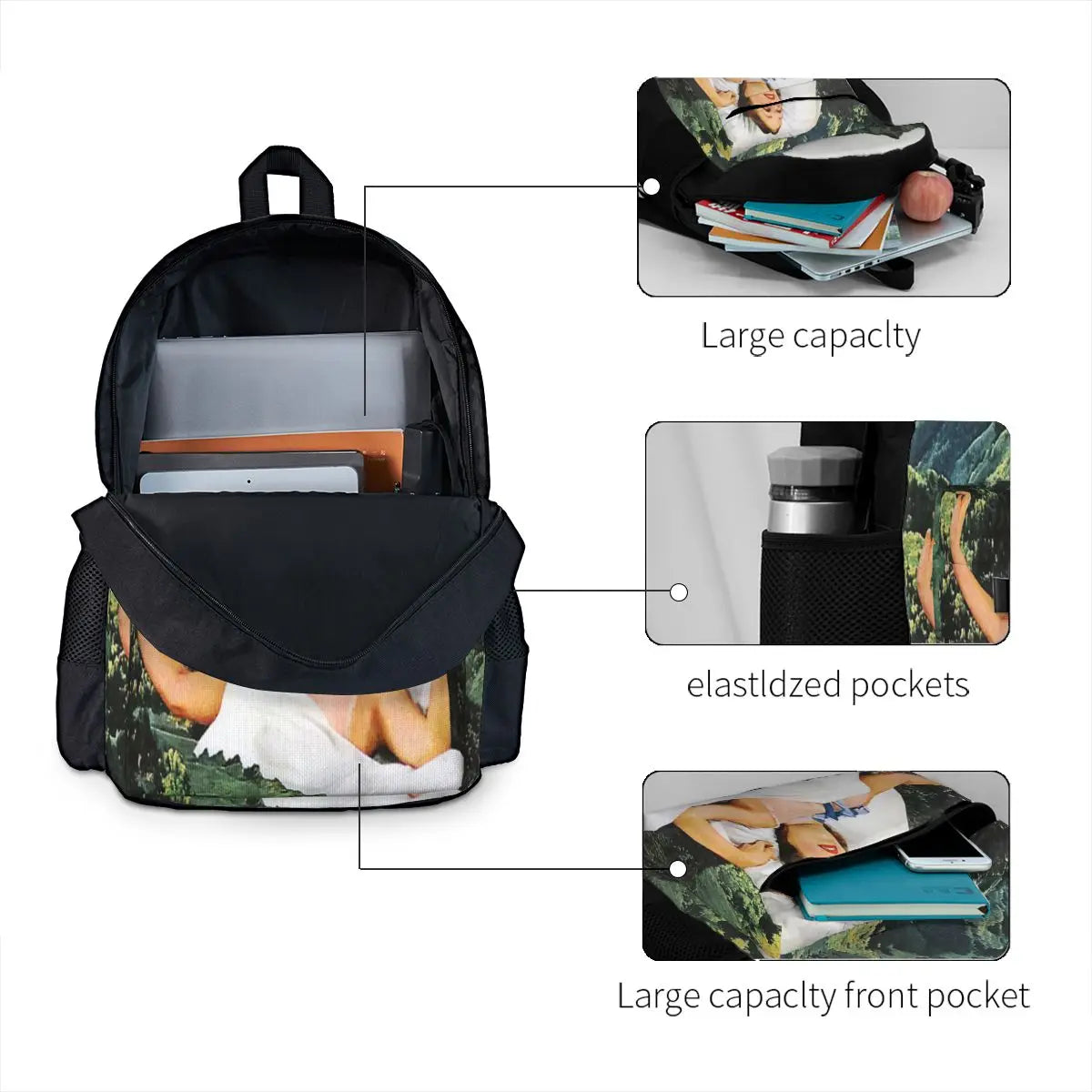 Rising Mountain Backpacks Men's and Women's Zipper Anime Backpack Bags