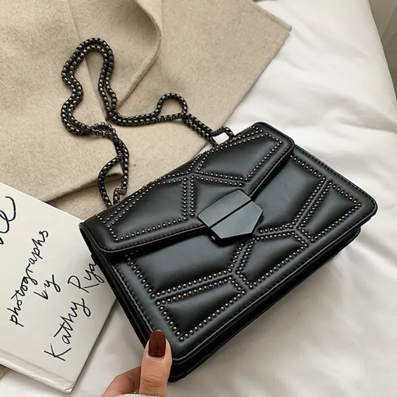 Rivet Chain Crossbody Bag for Women Shoulder Bag Lady Small Handbag
