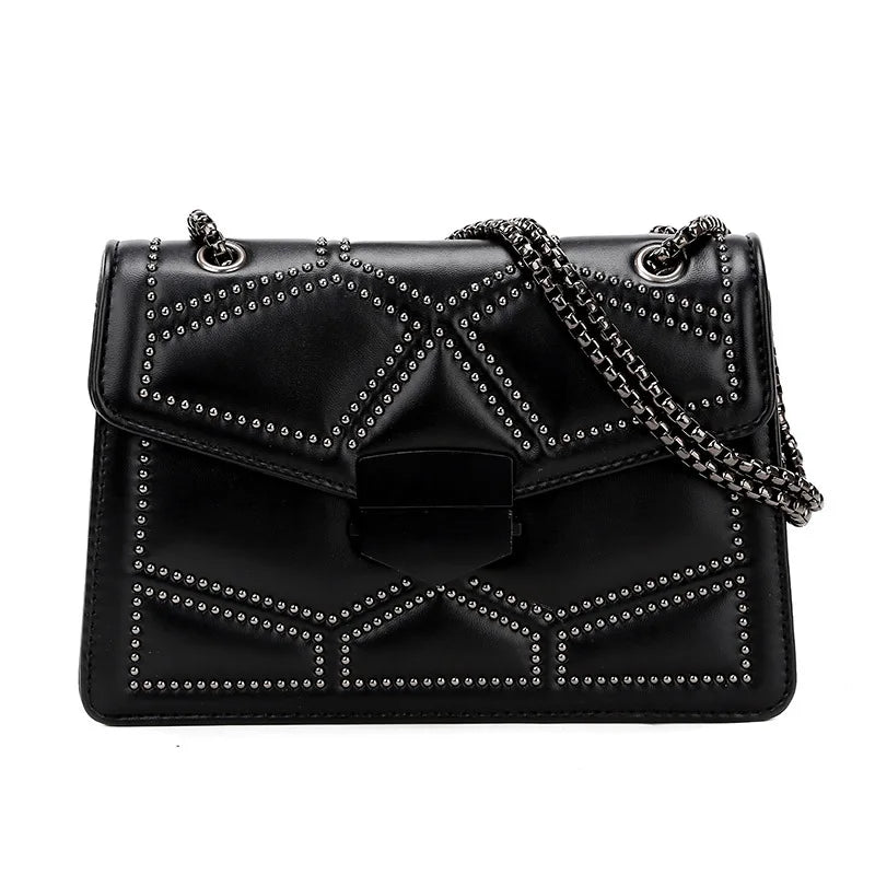 Rivet Chain Crossbody Bag for Women Shoulder Bag Lady Small Handbag