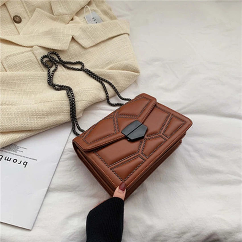 Rivet Chain Small Crossbody Bags For Women Shoulder Messenger Bag