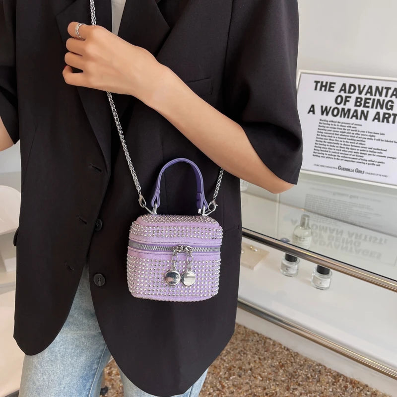 Rivet Women's Shoulder Bag Chain Cosmetic Bag Ladies Box Handbag