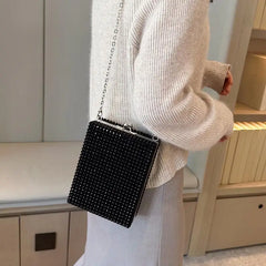Rivet Women's Small Shoulder Bag Box Handbag Evening Crossbody Bag