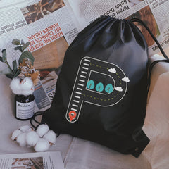 Road Sign Letters Print Drawstring Bag Outdoor Fitness Sport Bags Bundle Pocket