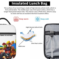 Robloxs Play Games Lunch Box Insulated Bag Leakproof Cooler for School Children