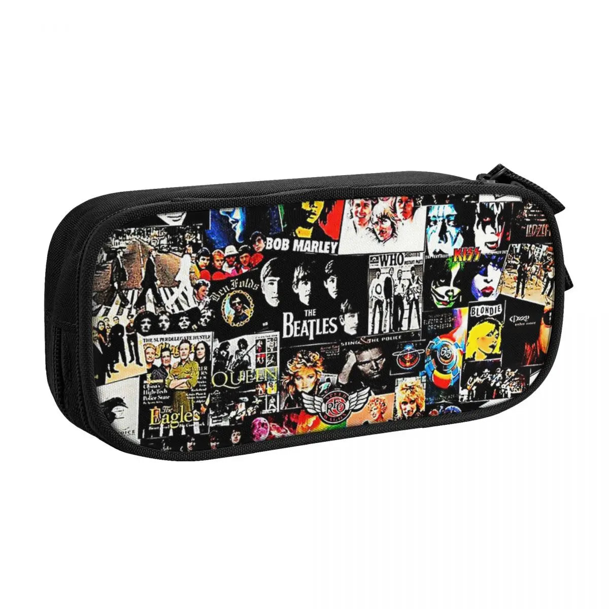 Rock Collage Pen Box Student School Anime Zipper Pen Bag