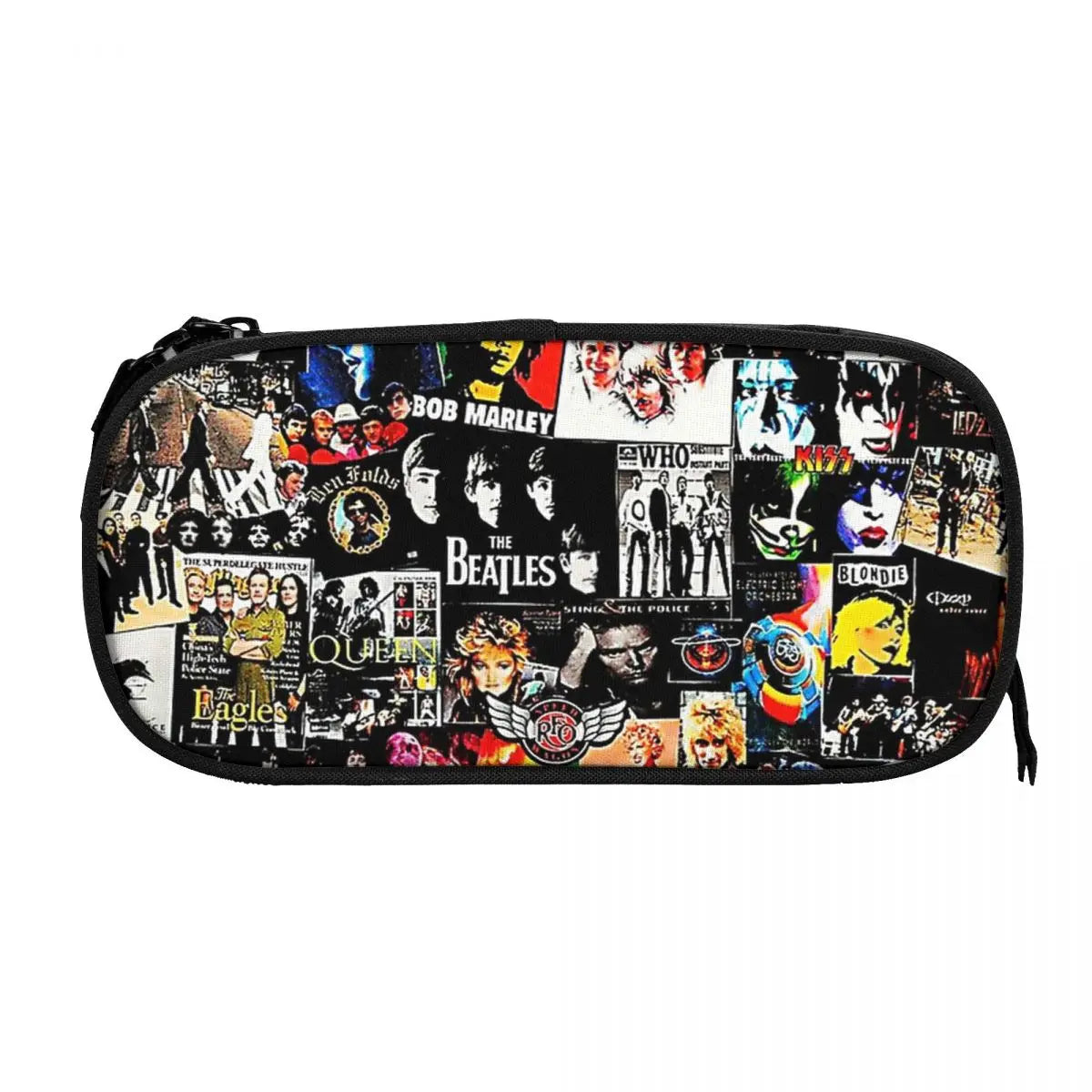 Rock Collage Pen Box Student School Anime Zipper Pen Bag