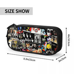 Rock Collage Pen Box Student School Anime Zipper Pen Bag
