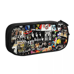 Rock Collage Pen Box Student School Anime Zipper Pen Bag
