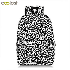 Rock Musical Instrument Notes Print Backpack for Teens