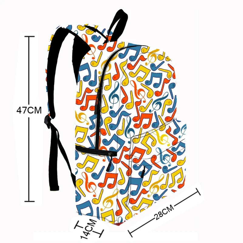 Rock Musical Instrument Notes Print Backpack for Teens