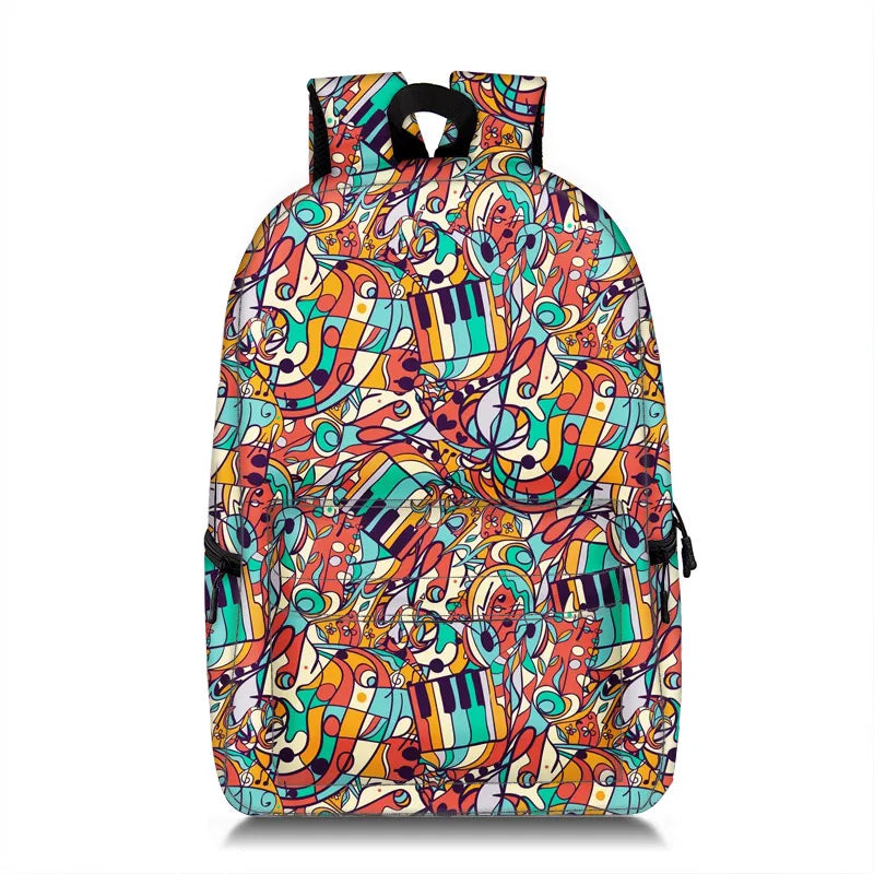 Rock Musical Instrument Notes Print Backpack for Teens