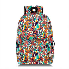 Rock Musical Instrument Notes Print Backpack for Teens