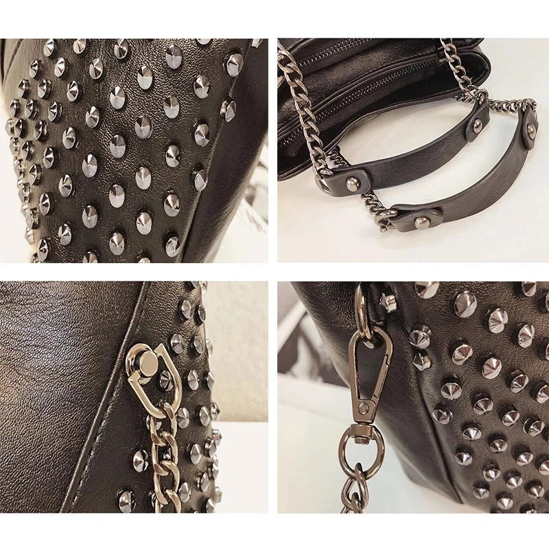 Rock Rivet Shoulder Bag Female Small Bags For Women Handbags Punk Handbag