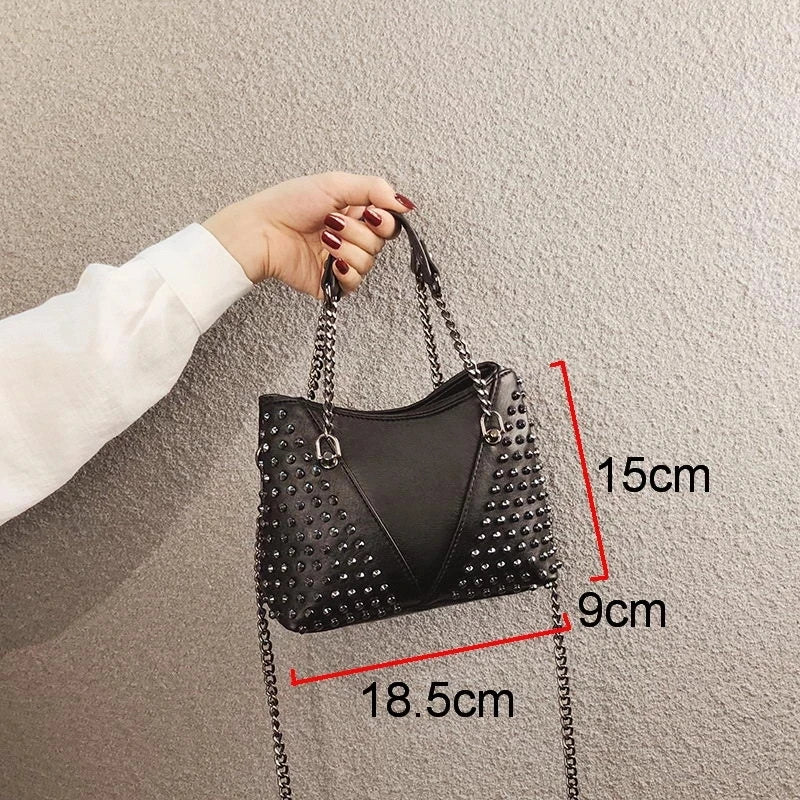 Rock Rivet Shoulder Bag Female Small Bags For Women Handbags Punk Handbag