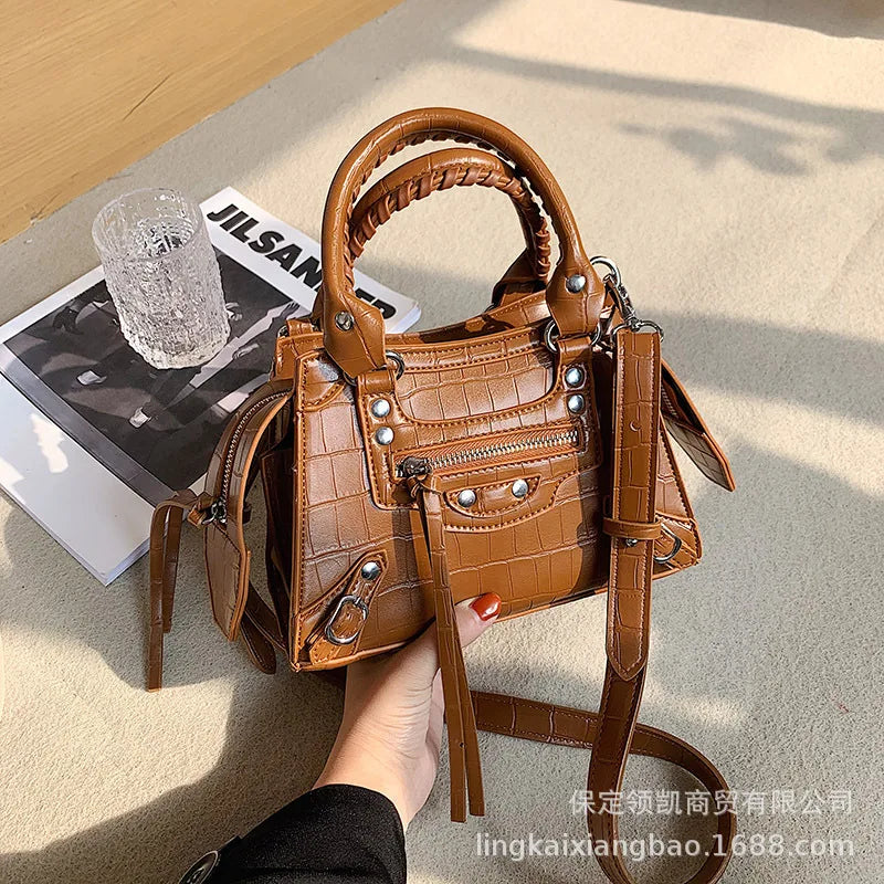Rock Rivet Stone Pattern Shoulder Crossbody Bag for Women