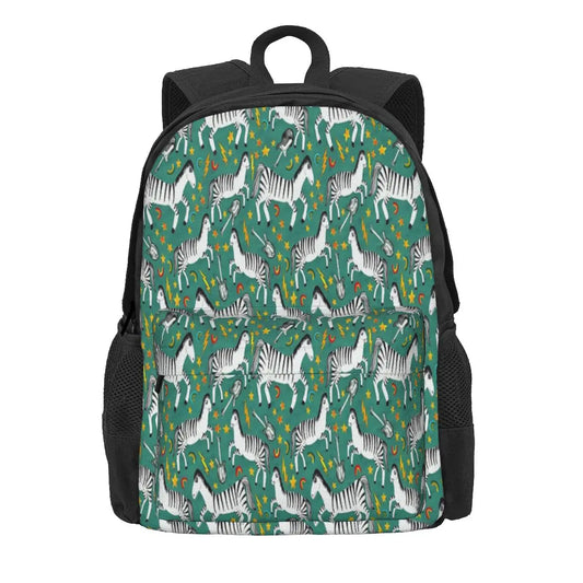 Rockin Rainbow Zebras On Green Backpacks Men's Backpacks Bags