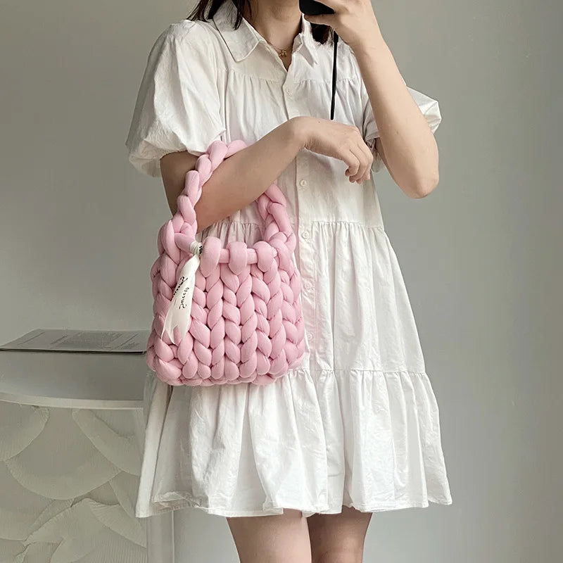 Acrylic Chain Crochet Bag for Women Chunky Knit Purse