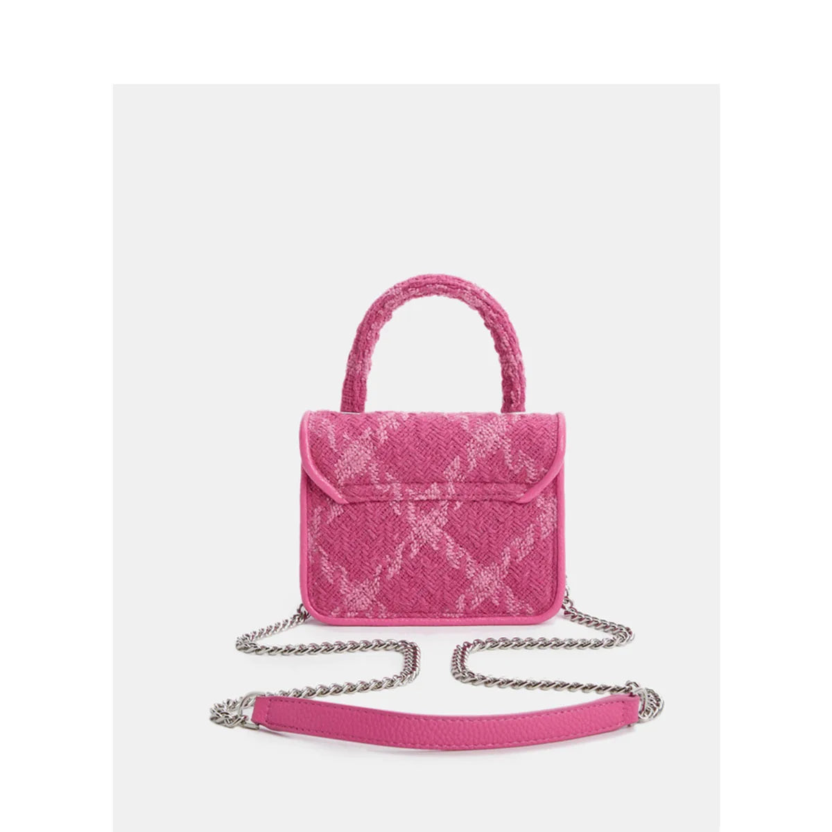 Rose Pink Lock Shoulder Bag Plaid Crossbody Bag Female Clutch Purse