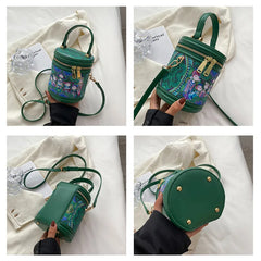 Cartoon Printing Crossbody Bag Women Zipper Mini Shoulder Embroidery Handbag