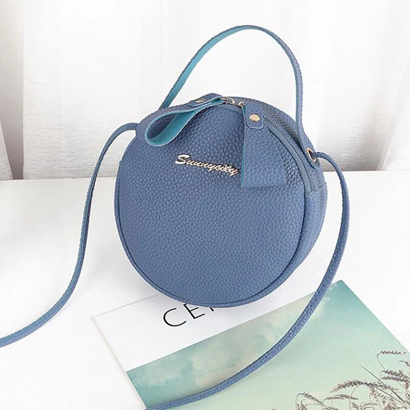 Round Shoulder Bags for Women PU Leather Handbags Small Crossbody Messenger Bag