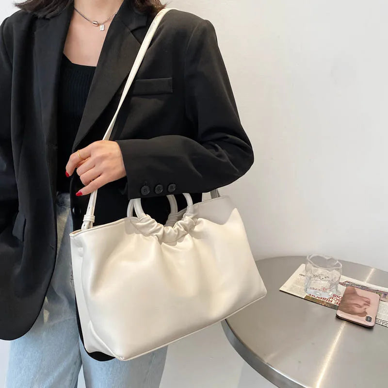 Round Handle Women Handbag PU Leather Shoulder Crossbody Bag