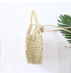 Round Rattan Beach Bag Vintage Crossbody Straw Messenger Bag