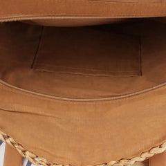 Round Straw Beach Bag Vintage Woven Shoulder Bag Rattan Bohemian Vacation