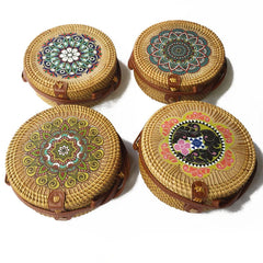 Round Straw Beach Bag Vintage Woven Rattan Bags