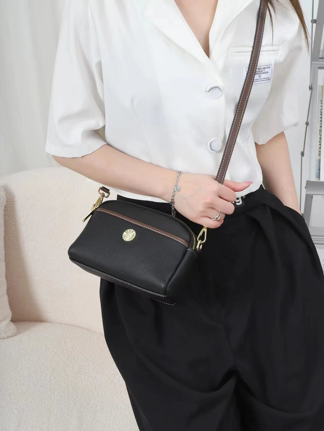 Women Small Leather Satchel Shoulder Bag