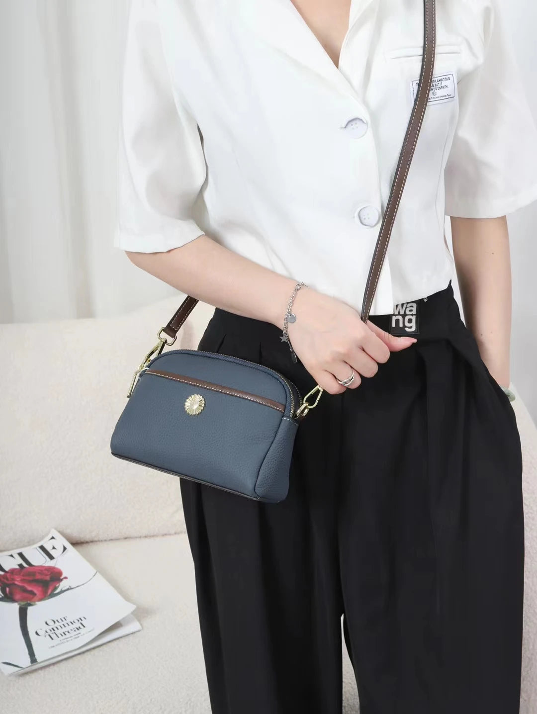 Women Small Leather Satchel Shoulder Bag