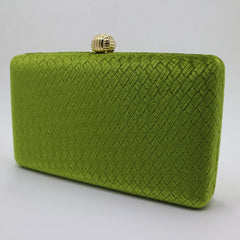 Velvet Suede Hard Box Clutch Evening Bag Green/Navy