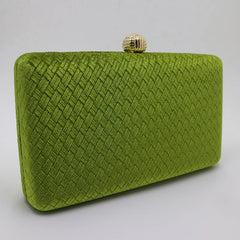 Velvet Suede Hard Box Clutch Evening Bag Green/Navy