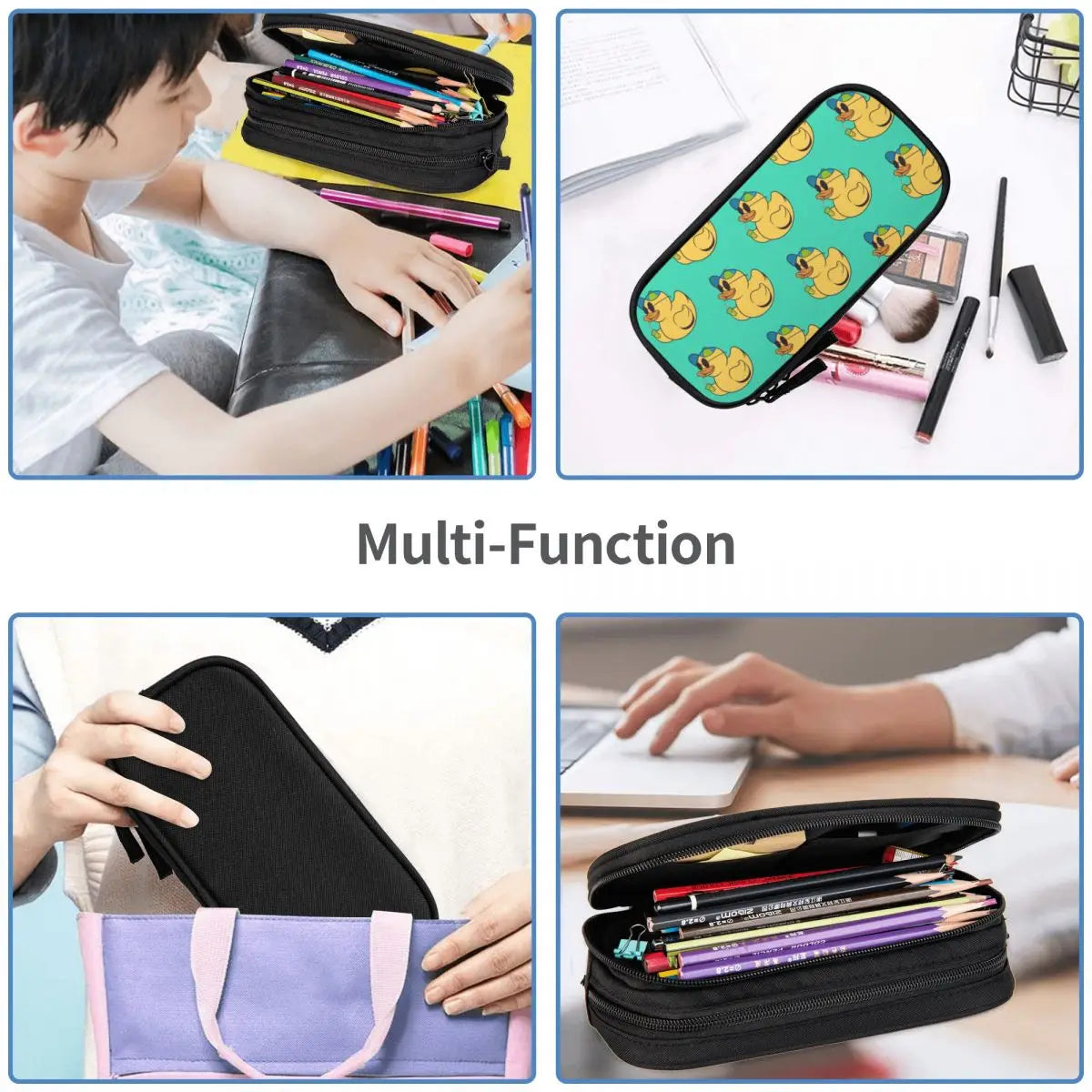 Rubber Duckie With a Drink Pen Box School Anime Zipper Pen Bag