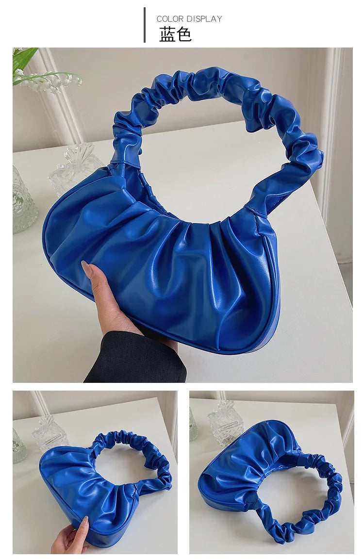 Ruched Pleated Cloud Bag French Niche PU Leather Shoulder Bag