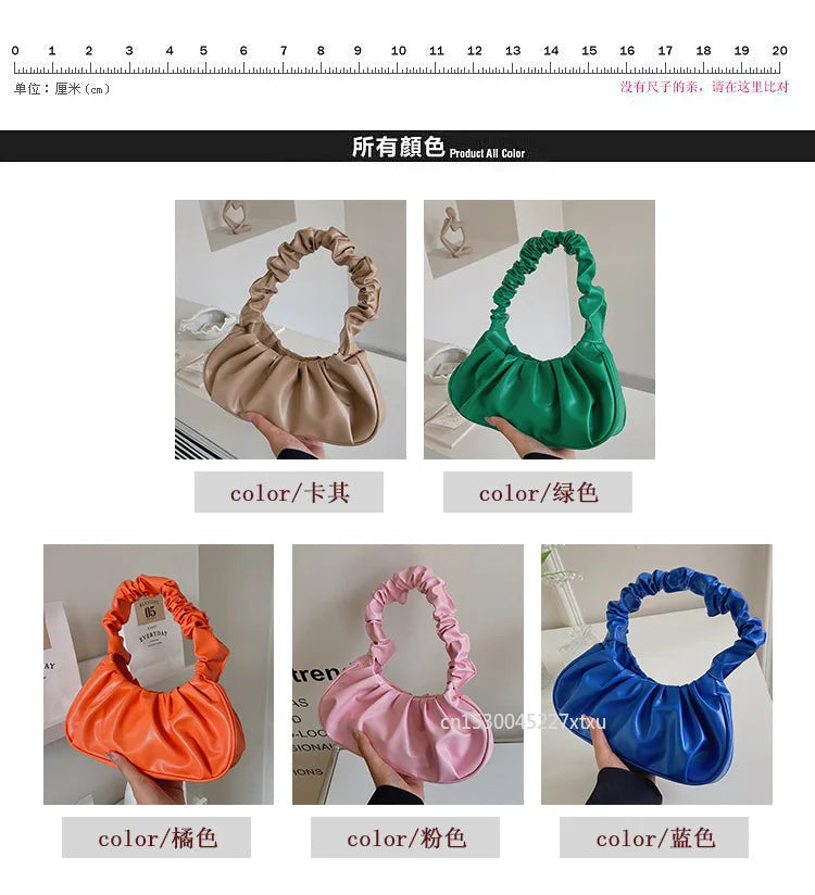 Ruched Pleated Cloud Bag French Niche PU Leather Shoulder Bag