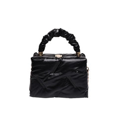 Ruched Handle Women's Padded Space Bag Quilted Down Cotton Shoulder Messenger Ba