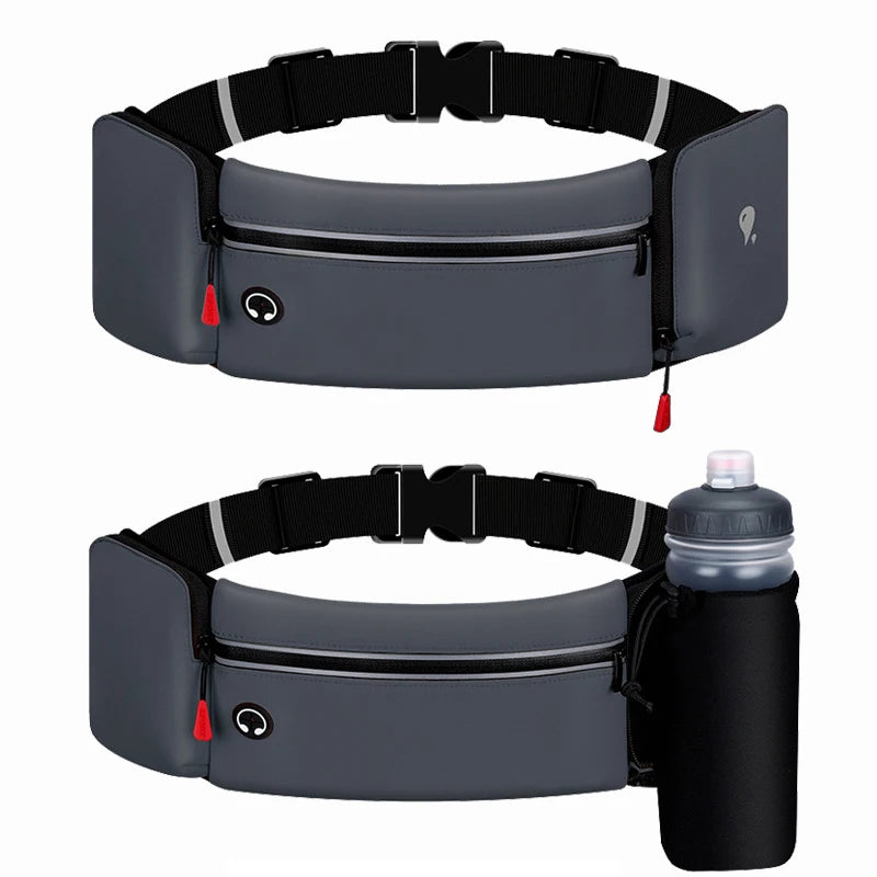 Running Belt for Women Men Foldable Water Bottle Holder Adjustable Waist Pouch