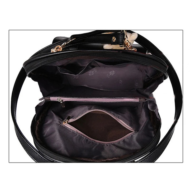 Pu Leather Backpack Women High Feminina Rucksack School Bags