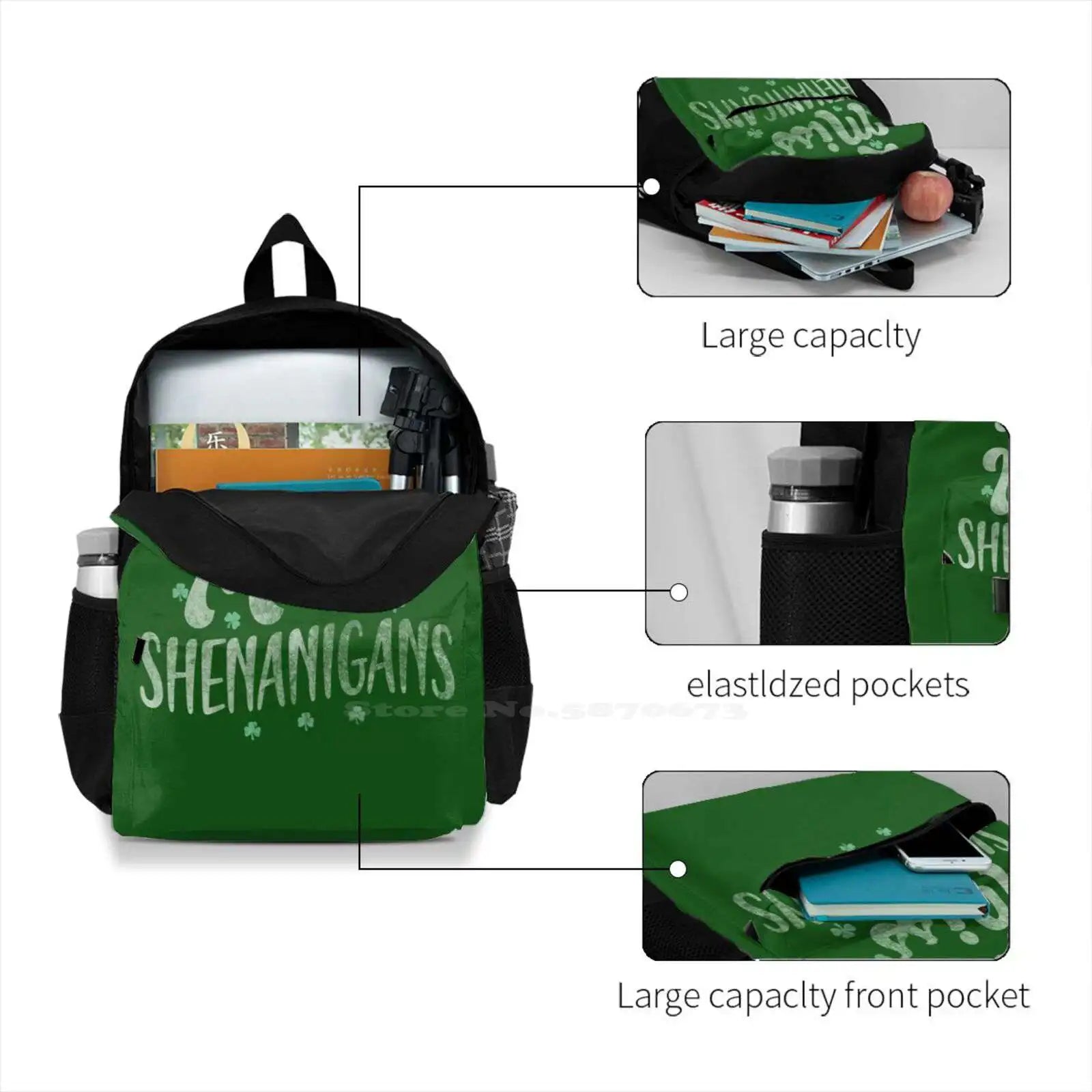 Girls Shenanigans 3D Print Backpack Casual Bag Saint Patricks