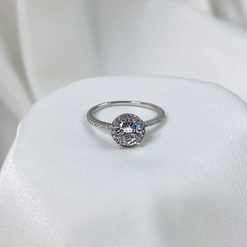 925 Silver Morse Artificial Diamond High Carbon Diamond Round Bag Seal Ring