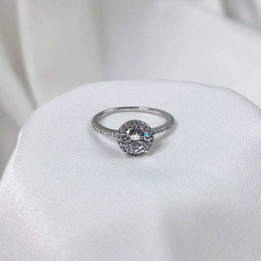 925 Silver Morse Artificial Diamond High Carbon Diamond Round Bag Seal Ring