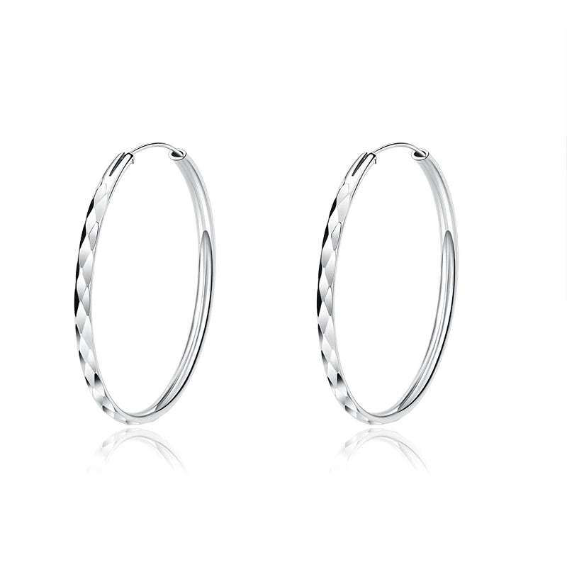 925 Silver Huggie Earrings Fine Jewelry Hoops Women Long Earrings