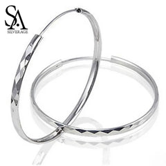 925 Silver Huggie Earrings Fine Jewelry Hoops Women Long Earrings