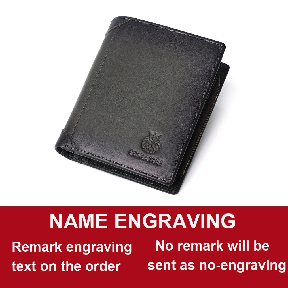 Engraved Name Wallet Men's Leather Short Wallet Personalized Father's Gift
